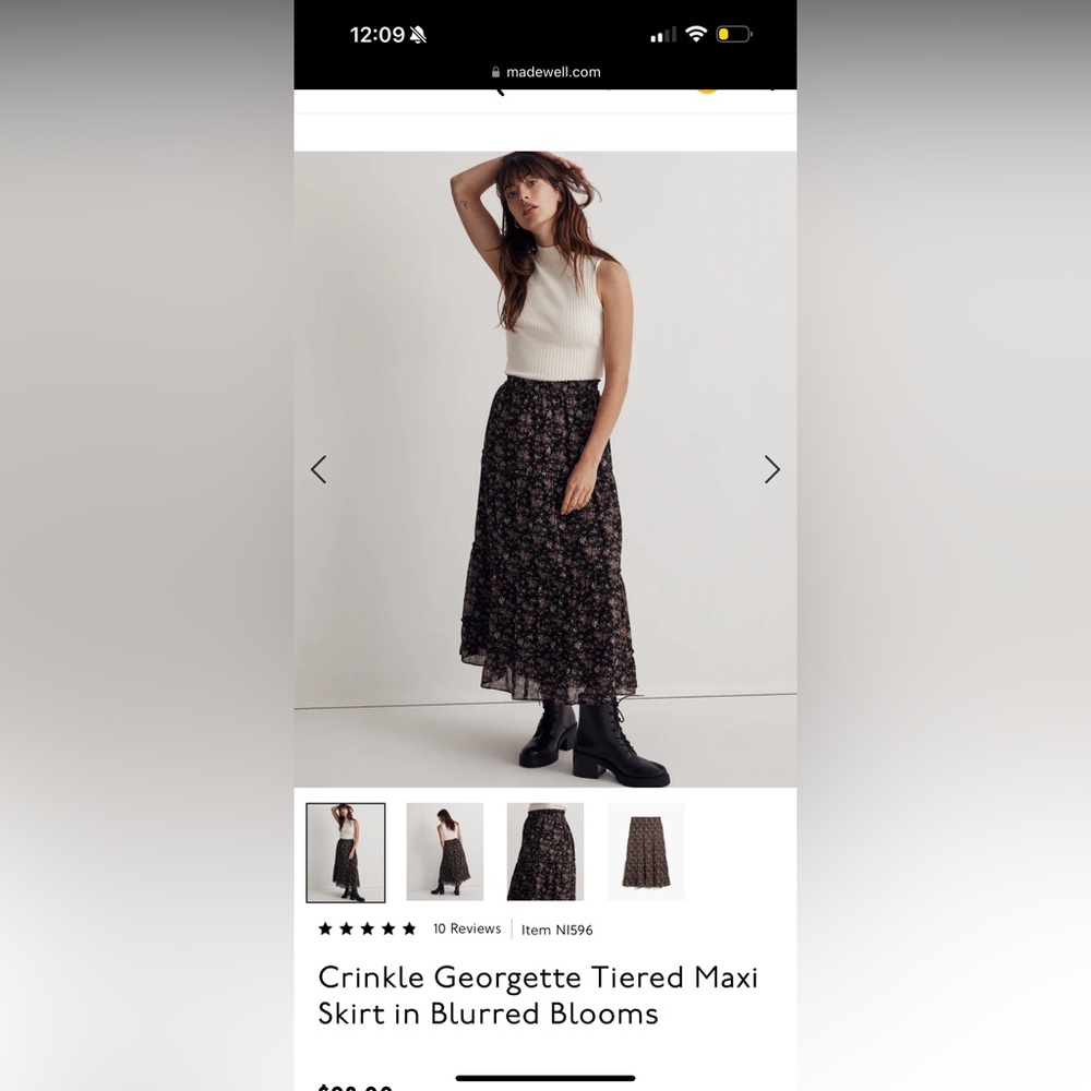 NWT Madewell floral georgette tiered skirt